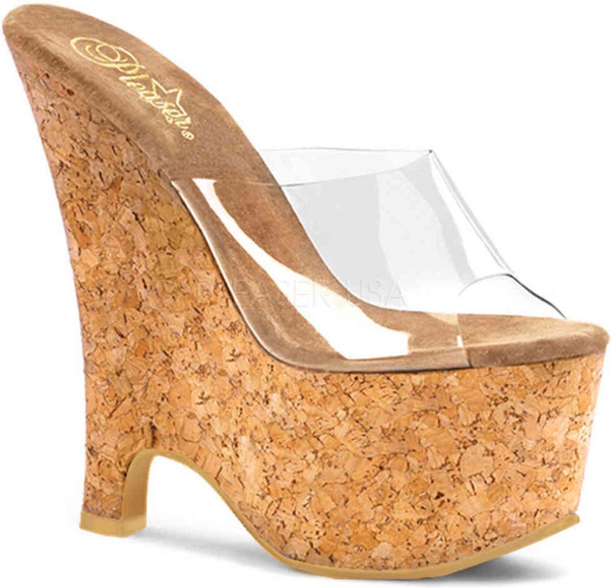 EU 40 = US 10 | BEAU-601 | 6 1/2 Wedge 2 3/4 PF Cork Slide Sandal